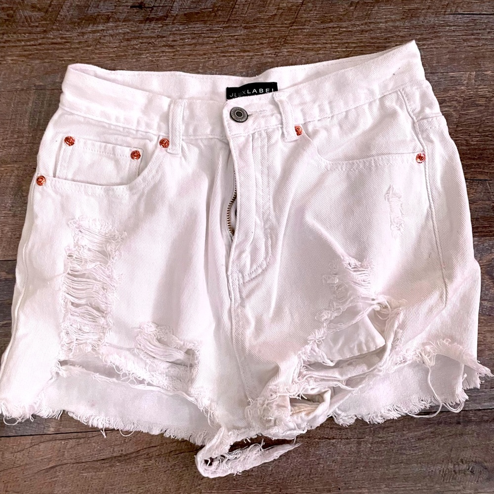 White jean shorts